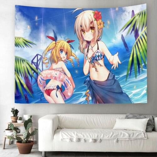 Anime Azur Lane Tapestry Wall Hanging Polyester Bedroom Decor Bedspread Beach Mat Blanket Yoga Mat Tapestries