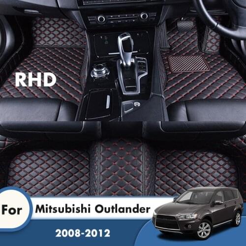 RHD Custom Car Floor Mats For Mitsubishi Outlander 2012 2011 2010 2009 2008 Car Interior Accessories Carpets Leather Foot Pads