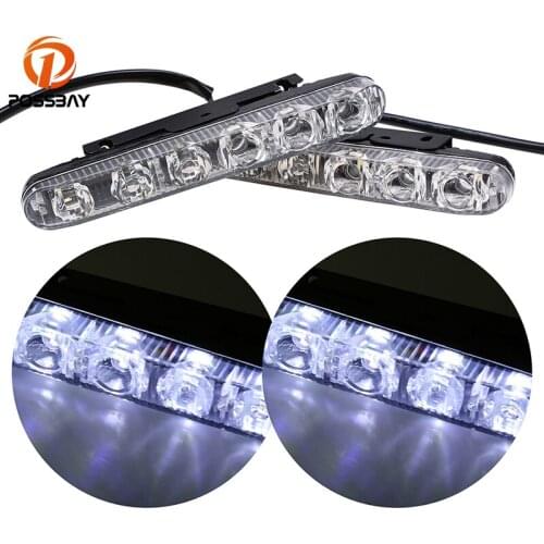 POSSBAY White Car LED Light DRL Daytime Running Lights Fog Light Head Lamp 6LEDs 9LEDs Daylight 9000K