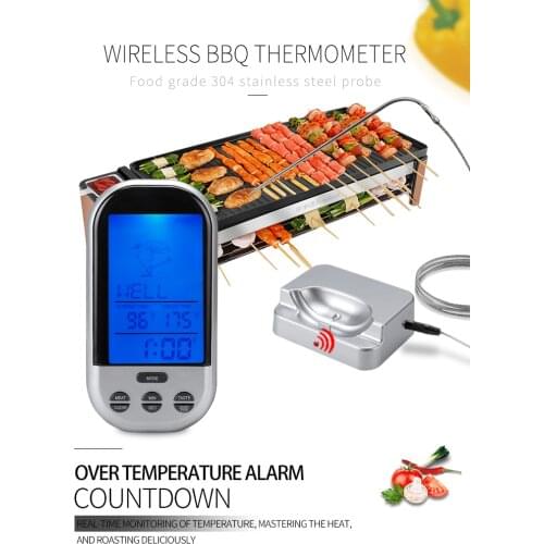 Wireless Temperture Monitor With Alarm Ultra Fast BBQ Cooking Meat Food Digital Thermometer