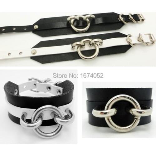 Wholesale NEW SEXY Unisex Men Women Punk Goth Handmade Layered Leather O-Round Bangle Wrist DW213 Free Shipping