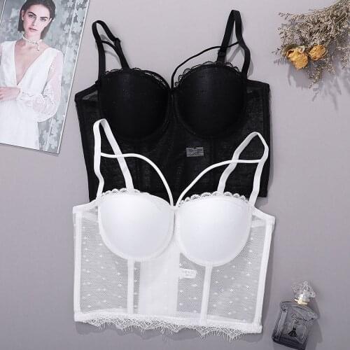 Beautiful back bra adjustable with steel ring breast shaping thin top-up underwear outerwear lace mesh sling women lingerie
