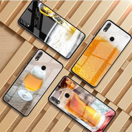 Yellow Beer Tempered Glass Phone Case For Huawei P20 P30 P40 P40 Lite Pro Psmart Mate 20 30 Cover Shell