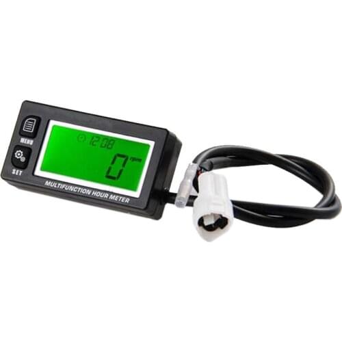 Digital Backlight Waterproof Multifunction Hour Meter Tachometer Voltmeter Clock 2&4 Stroke for Gas Petrol Engine Motocross Smal