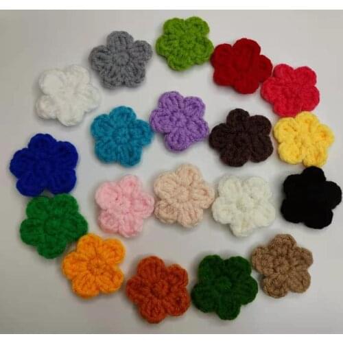 Colorfull Handmade Cotton Crochet Flowers Quilt Scrapbooking DIY 3D Craft Knitted Fabric Flower Applique Clothes Decoration