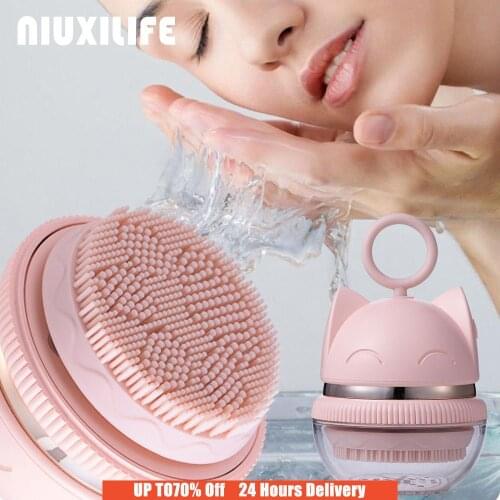 Electric Facial Cleansing Brush Face Skin Care Cute Kitten Waterproof Silicone Sonic Cleanser Washer Beauty Face Massager