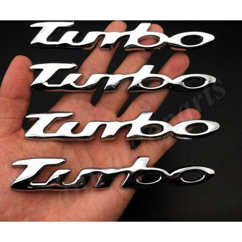 4pcs Metal Chrome Turbo T Car Trunk Rear Emblem Badge Decal Sticker 2.0 3.0