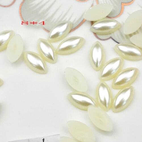FLTMRH 50pcs 8mm*4mm half DIY New Cheap Half Horse Eye Shape Imitation Pearls Nonporous Beads Jewelry Bracelet Accessorie