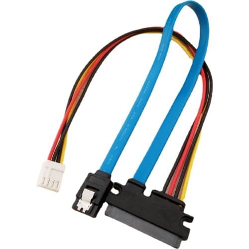 ITX Hard Drive Data Power Supply Integrated Cable Small 4Pin Female & SATA 3.0 Male to SATA 22Pin(7+15Pin) Data Power Cable 25cm