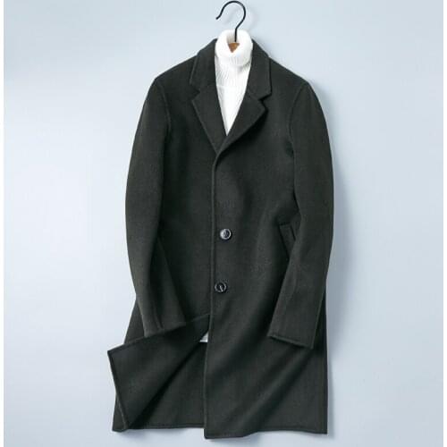 Classic Mens Christmas 2020 Gifts Wool Two Button Solid Sleeved Windbreaker Woolen Blends Coat Men Long Trench#1704