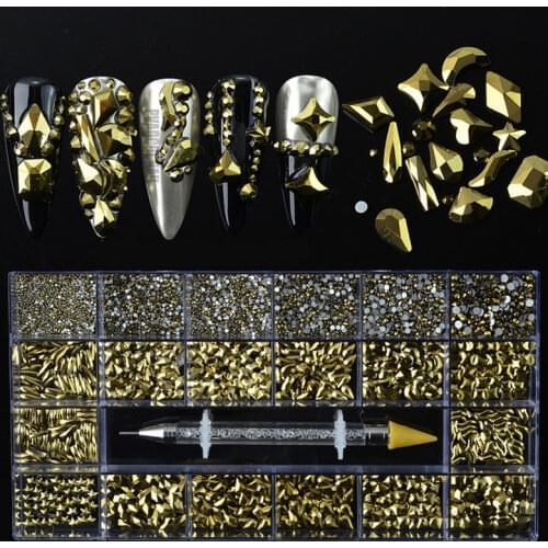 Red Crystal Nail Art Tips Decoration Manicure 3D Acrylic Glitter Rhinestones Gems Beads Mixed Shape Bulk Price