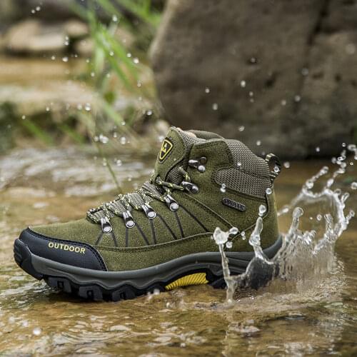 Mens Skid Hiking Shoes Outdoor Waterproof Lace-up Casual Sneakers Warm Top Quality Snow Boots