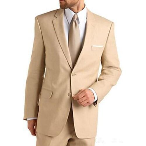 Khaki Formal Wedding Men Suits for Groom Tuxedos Slim Fit Notched Lapel Custom Made 2 Piece Jacket Pants Male Costume Homme