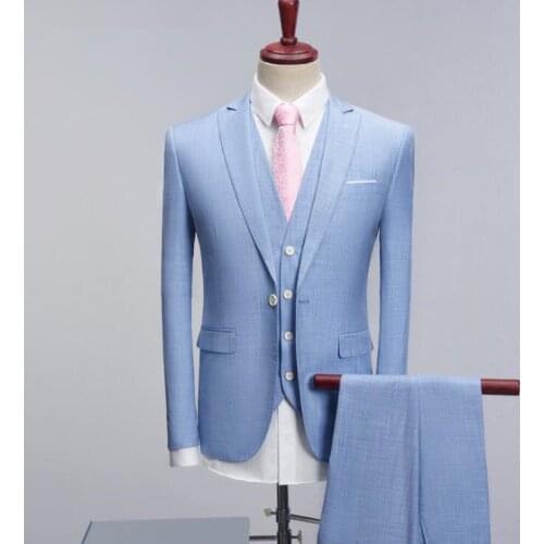Men Three Pieces Classic Blazer Sets Men Business Blazer Vest Pants Suits Sets Men Wedding Party Set