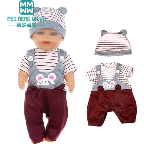 NEW born baby doll clothes 18inch doll Accessories American doll Jumpsuits Cartoon strap set Girls gift
