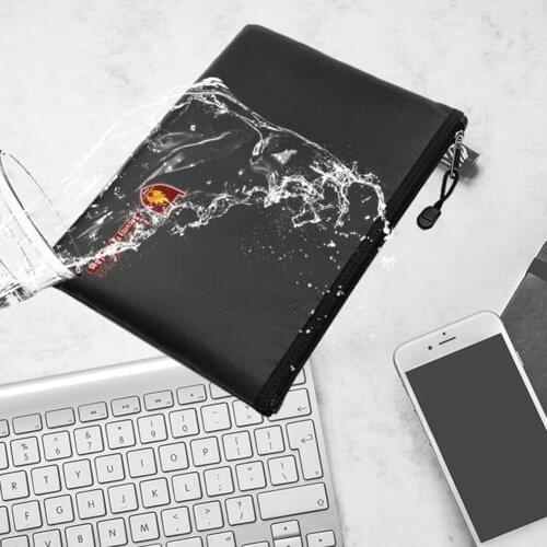 Fireproof Money Document File Passport Bag Water Resistant Safe Storage Case