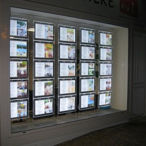 Landscape One Side Acrylic Poster Frame LED Display Panel A3 Lightbox for Real Estate Agent/ Property office Window