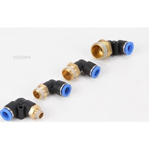 Air Pneumatic Pipe Connector 10mm 8mm 6mm 12mm OD Hose Tube 1/8" 1/4" 3/8" 1/2" BSPT Male Thread L Shape Gas Quick Joint Fitting