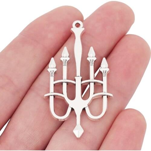 10 x Silver Color Candle Holder CANDELABRA Charms Pendants for DIY Necklace Jewelry Making Findings 49x27mm