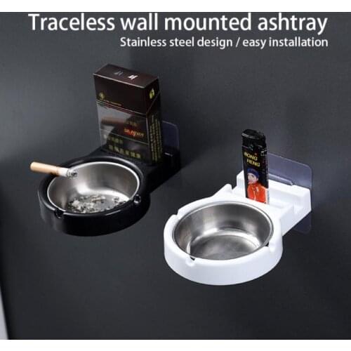 Hanging Cigarette Storage Rack Stainless Steel Ashtray Non-marking Sticker Bathroom Toilet Storage Cup Cigarette Tool Box New