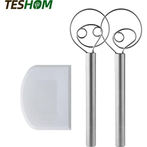 Premium Stainless Steel Danish Dough Whisk Blender Cake Bread Pastry Dough Mixer Stick Egg Beater Tools Baking Pastry Blender