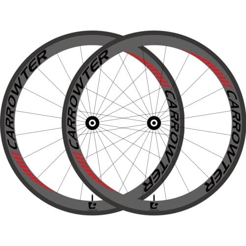 In Stock Sale Black Red logo UD Matte 700c 50mm CARROWTER carbon road bike Wheels Bicycle Wheelset with 23mm width A271 hubs