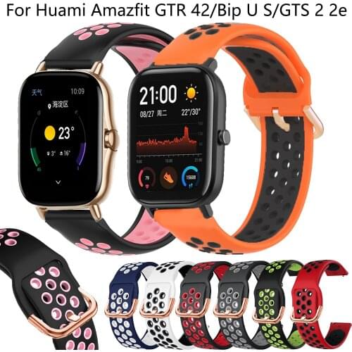 Wrist band For Huami Amazfit GTR 42mm Replacement Band With Metal Buckle Silicone Watchband For Amazfit Bip U S GTS 2 2e Strap