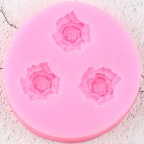 3 Hole Rose Flower Silicone Molds DIY Party Cupcake Topper Fondant Cake Decorating Tools Candy Clay Chocolate Gumpaste Moulds