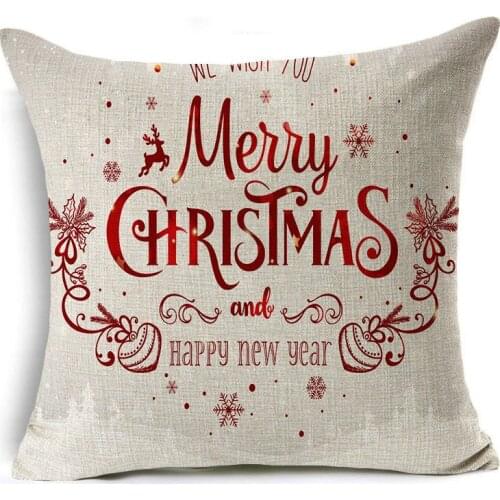 Christmas Series Linen Pillow Case, Christmas, New Year, Car, Sofa Decoration Pillow 45*45cm(no Pillow Core, Side Design)