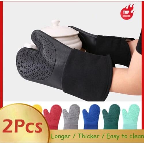 Silicone Oven Mitt Gloves Heat Resistant Thick Bbq Gloves Kitchen Baking Utensils Waterproof Gloves for Barbecue Cooking Baking