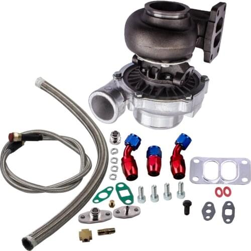 T70 .70 A/r T3 V Band Flange Universal Turbocharger Turbine Up To 500hp Floating Bearing + Oil Feed Line