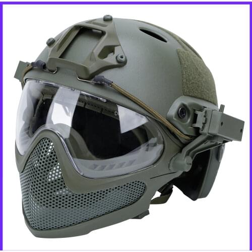 Tactical Hunting Helmet Military Protective Multicam Combat Airsoft Cs Helmet Full Face Paintball Shooting Helmets Mask Cover