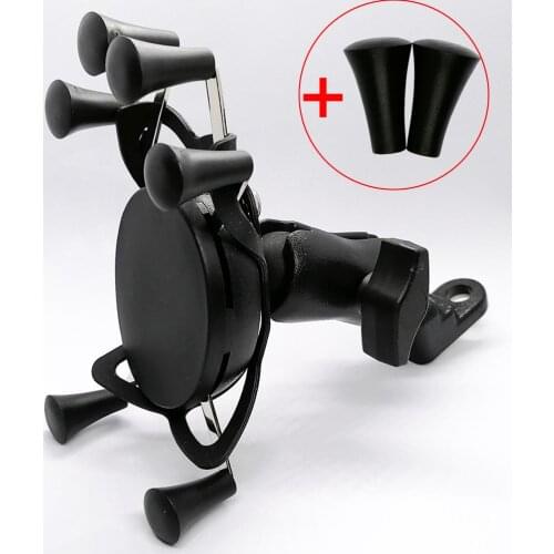 Universal Scooter Mirror Mount Rear View Phone Holder Stand with 65mm Double Socket Arm for 4-6 inch Cell Phone and GPS