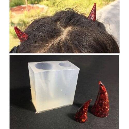 3Pcs Magic Witch Wand Evil Devil Horns Hair Clips Silicone Resin Molds Kit 85LB