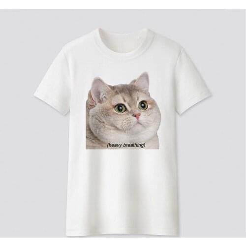 Women funny t shirt Graphic tees tops Cute cat Printing tshirts white Tops casual short Camisetas Mujer_T-Shirt