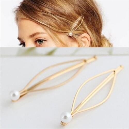 Simple Fashion Jewelry Pearl Hairpins Clip Barrettes Women Beautiful Plated Girl Hair Clips Bridal Headdress Hair Accessories