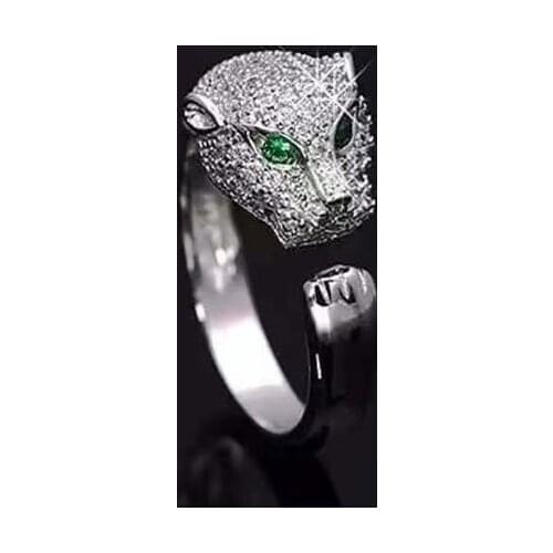 New Fashion 100% 925 Sterling Silver Shiny Zircon Cheetah Design Ladies Rings Jewelry Women Birthday Gift Anti Allergy