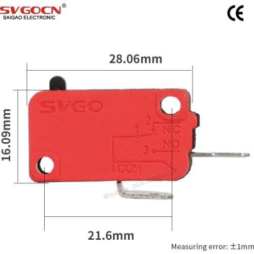 10pcs 3-16A 250VAC micro switch 1NO 1NC 2 pin micro limit swirch tact switch push button travel switch sensitive SV-16-1C25