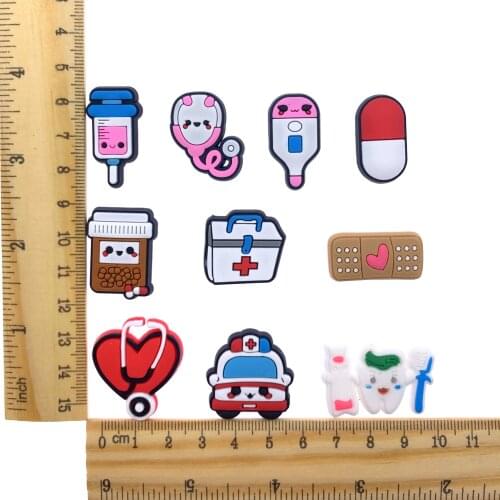 10PCS/Set Cartoon Medical Pill PVC Flat Back Accessories Emergency Ambulance Crafts For DIY Phone Case Jewelry Scrapbook