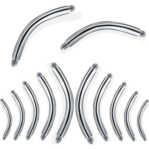 100pcs/lot Stainless Steel Belly Piercing Navel Ring Eyebrow Bar Barbell - Post Accessories Piercing Jewelry Lengths 6mm-16mm