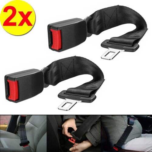 2pcs 36cm/14" Universal Car Auto Seat Belt Buckle Clip Extender Extension Lock Safety Alarm Stopper Plug Accessories Kit-Black