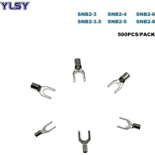 500pcs Spade Bare Crimp Terminals Electrical Cord End Wire Connector SNB2-3/3.5/4/5/6/8 Cable Ferrules 16-14AWG 1.5-2.5mm2