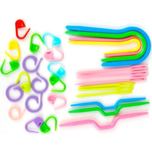 53pcs ABS Plastic Knit Stitch Knitting Needles Crochet Hook Plastic Markers Needle Clip Craft Knitting Crochet Locking Stitch