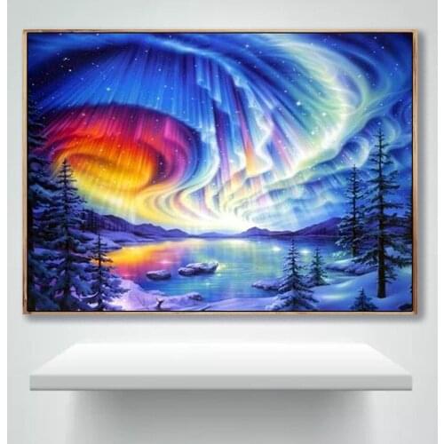 5D DIY Diamond Painting Aurora scenery Cross Stitch Full Square/Round Diamond Embroidery Kit Rhinestones for Needlework Decor