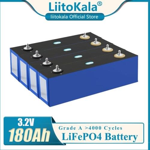 LiitoKala 3.2V 180Ah Lifepo4 Battery pack 3C high current large capacity car Cells diy 12V 24V Solar energy storage RV golf car