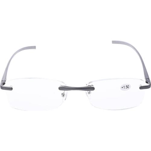 Aluminum Metal Rimless Reading Glasses Presbyopic Eyeglass Resin Lense +1.0~+3.5