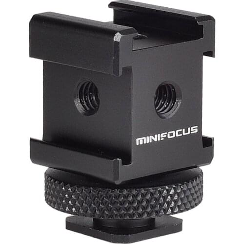 Aluminium 3 Cold Shoe Camera Mount Adapter Video Accessory Triple Hot Shoe Bracket for Lights, LED Monitors, Microphones