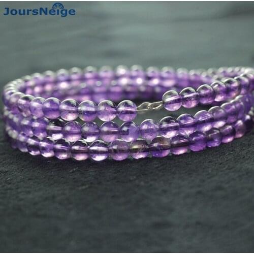 JoursNeige Natural Purple Crystal Bracelets Wire threading Beads Size 5mm Crystal Lucky Women Girl Three laps bracelet Jewelry