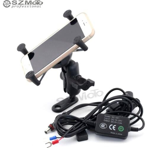 Phone Holder USB Charger For YAMAHA FZ6 N/S FZ8 FZ1 Fazer XJR1200 XJR1300 FZ6S Motor Parts GPS Navigation Mount Bracket X-Grip