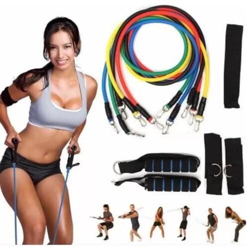 11pcs in 1 Elastic Tube Exercise Resistance Bands for Yoga Pilates car Latex Resistance Band